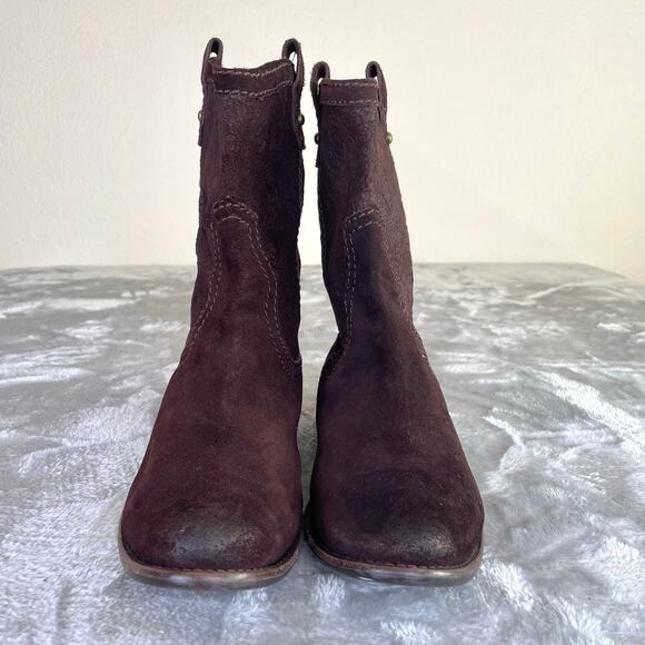 Fossil Womens Boots Sz 11 Chocolate Brown Suede Leather Western Ranch Cowgirl - Picture 5 of 13